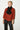 VINTAGE CORAL RED WOOL PEA JACKET WITH LAMB FUR COLLAR